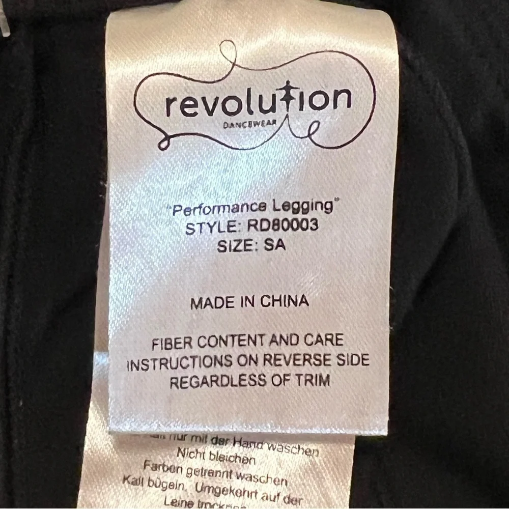 NWT Revolution PERFORMANCE LEGGINGS Black Pants dance bottoms small adult